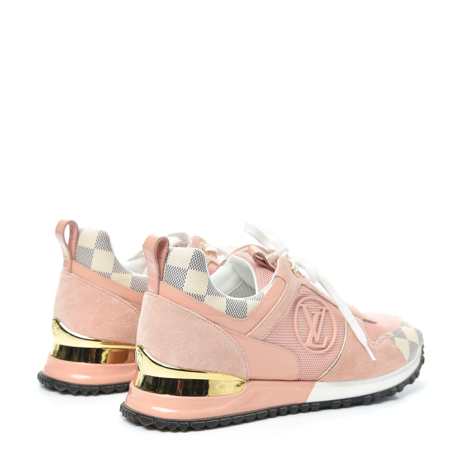 Louis Vuitton Suede Damier Azur Run Away Sneakers 39 Pink 4 of 7