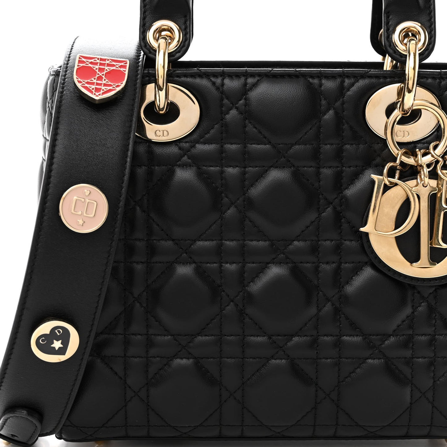 Lambskin Cannage Small Lucky Badges My Lady Dior Black