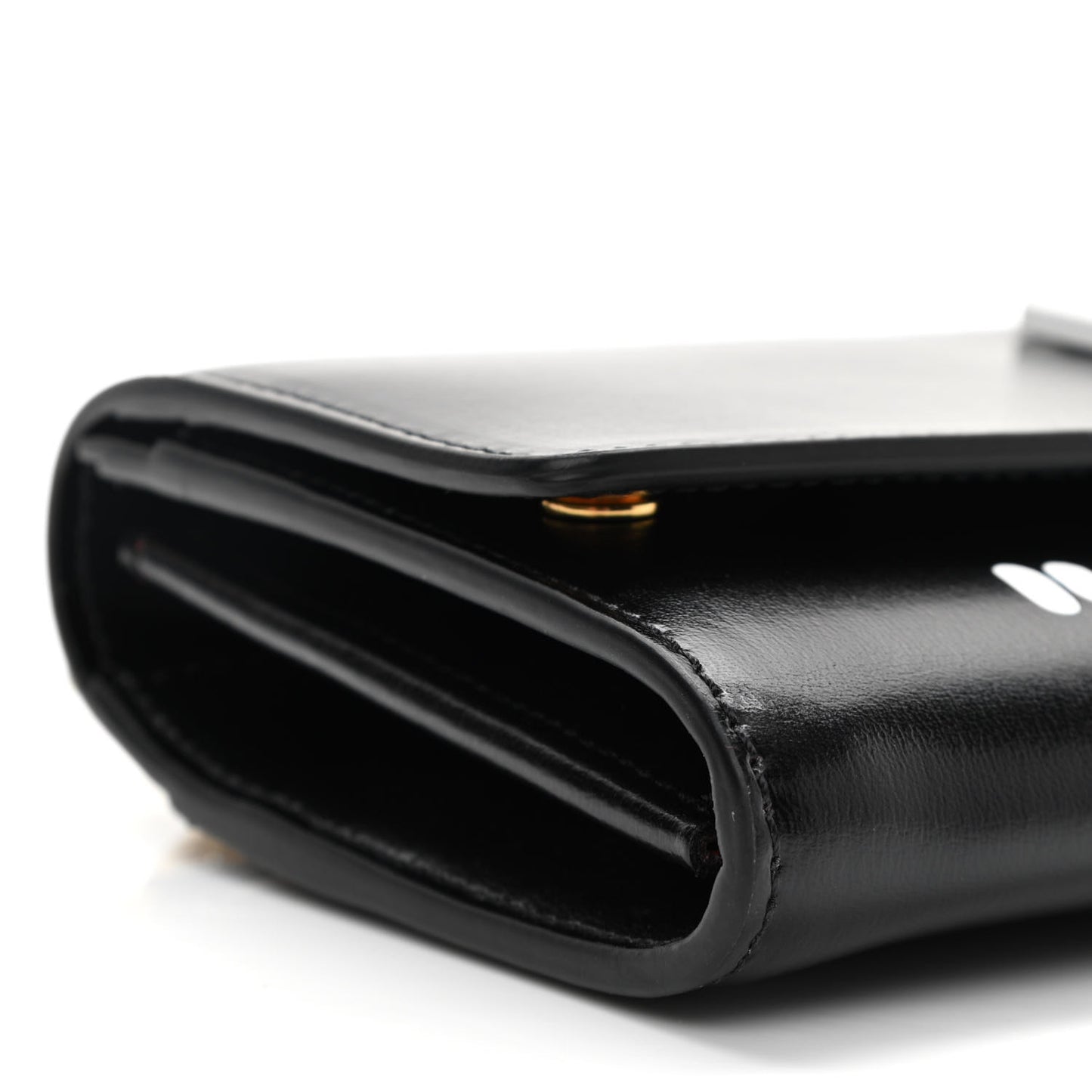 Calfskin Jitney Logo Flap Wallet On Chain Black