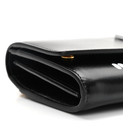 Off-White Calfskin Jitney Logo Flap Wallet On Chain Black 4 of 9