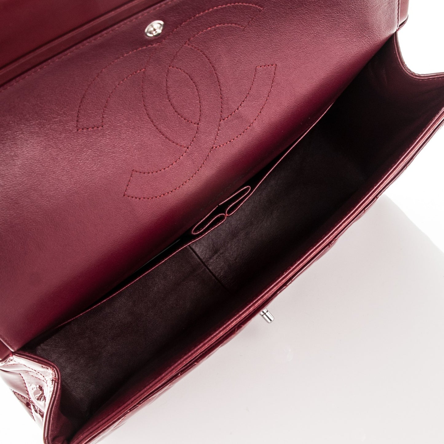 Patent Quilted Maxi Double Flap Red