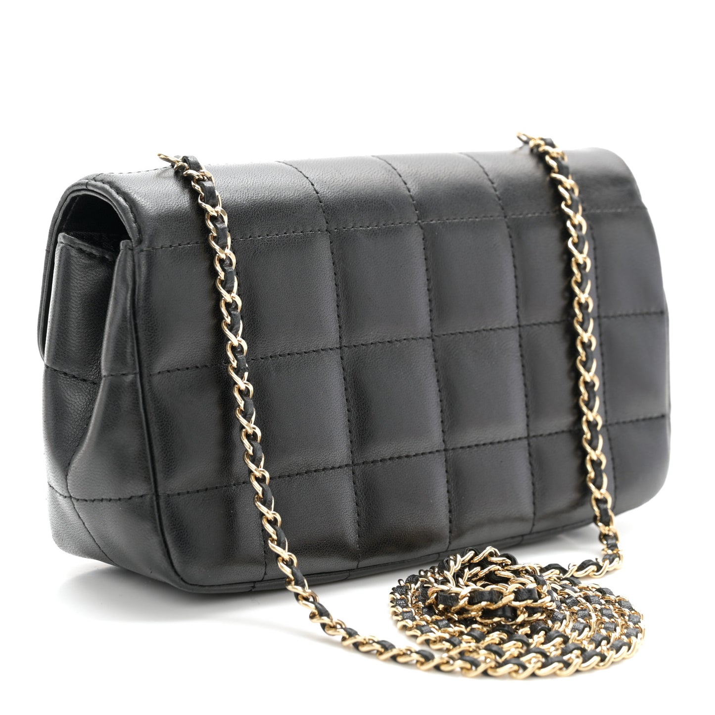 Lambskin Quilted Mini Chocolate Bar Flap Black