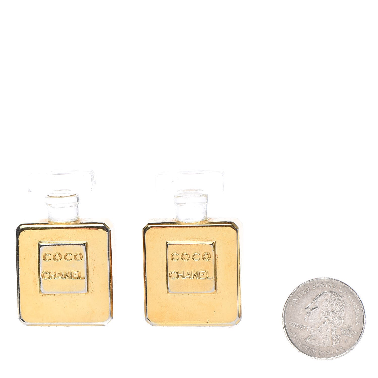 Chanel Coco Perfume Bottle Clip on Earrings Gold 2 of 5