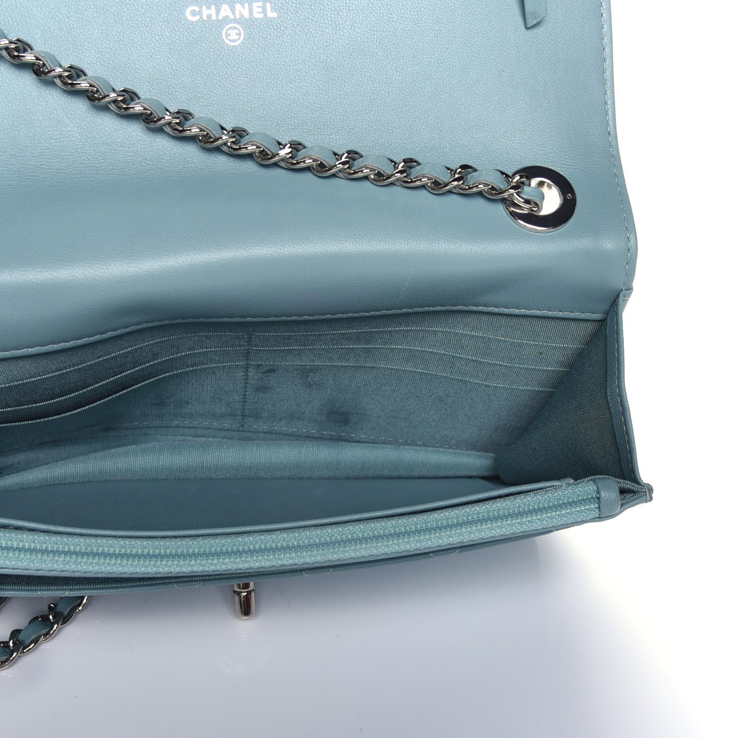 Chanel Lambskin Quilted Trendy CC Wallet On Chain WOC Light Blue 5 of 9