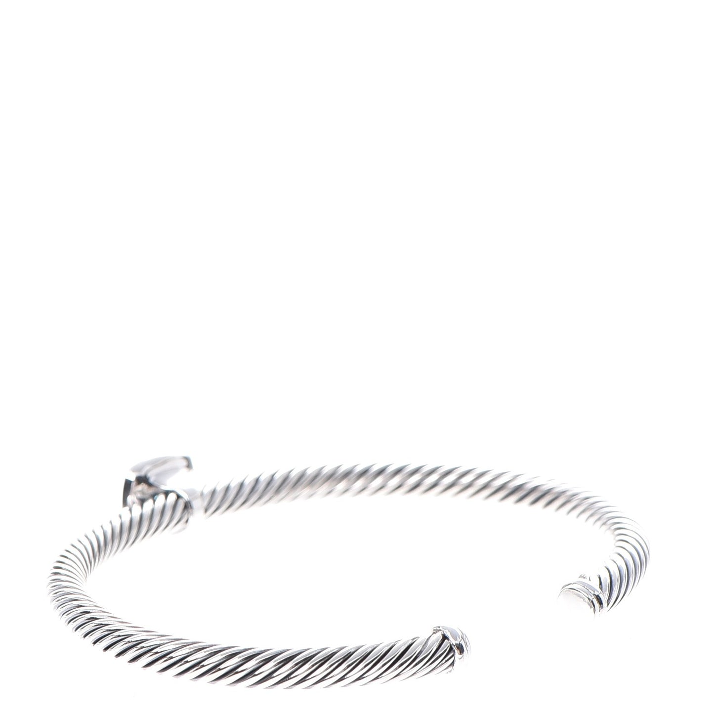 Sterling Silver Diamond Blue Topaz 4mm Cable Cuff