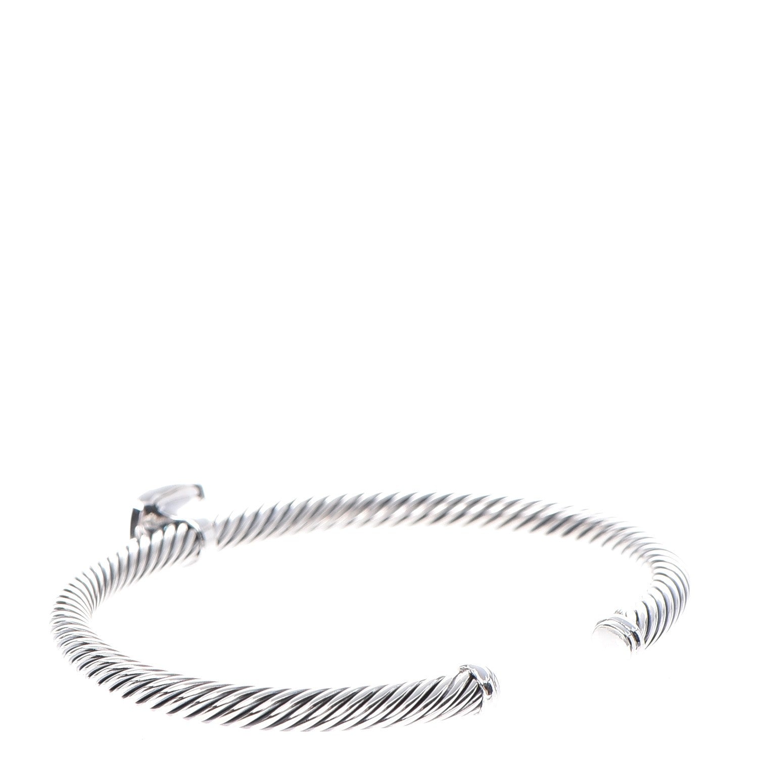 David Yurman Sterling Silver Diamond Blue Topaz 4mm Cable Cuff 3 of 5