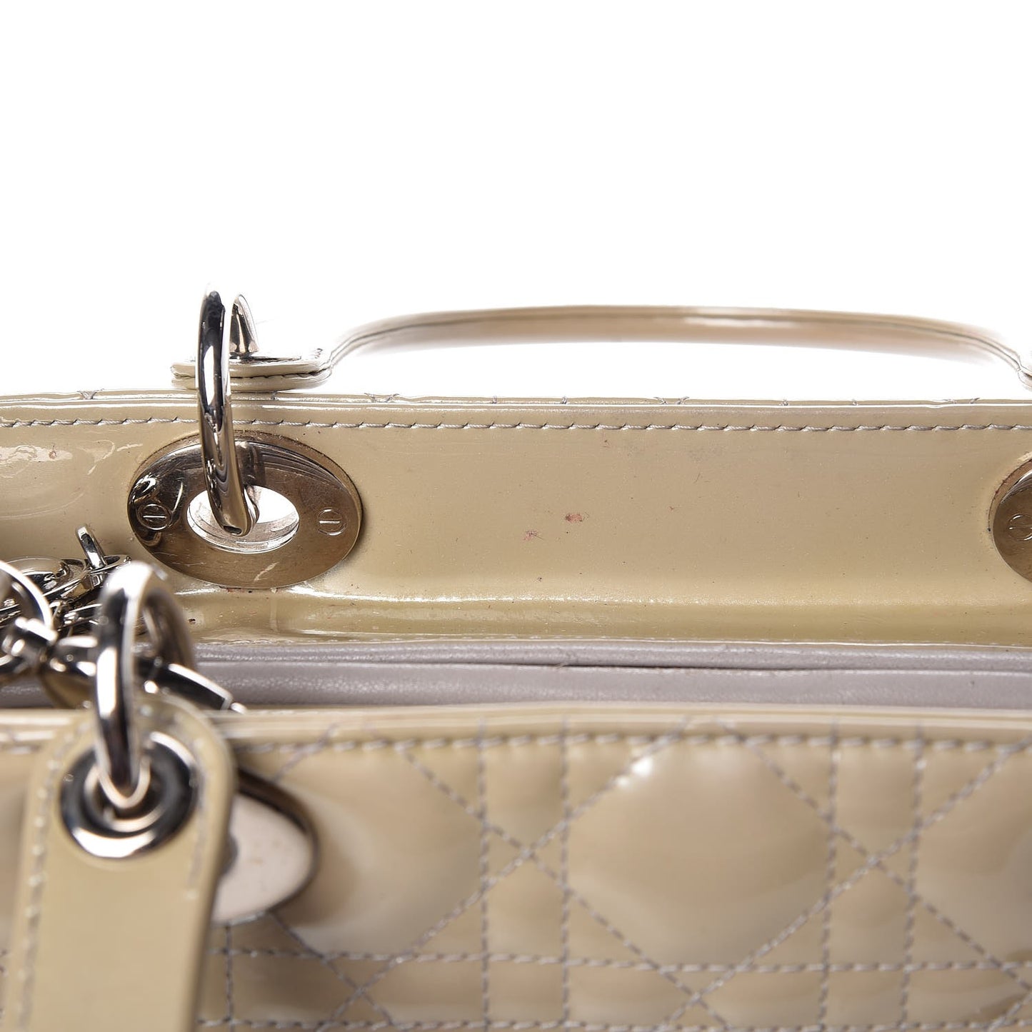 Patent Cannage Medium Lady Dior Grey