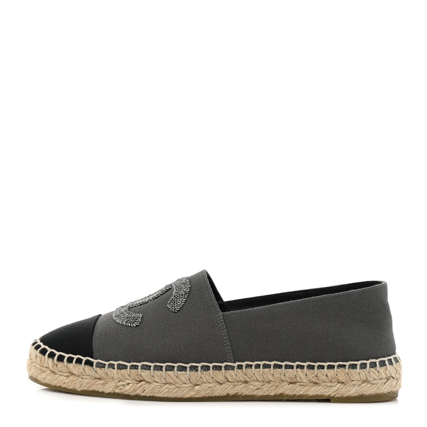 Canvas Grosgrain CC Espadrilles 38 Grey Black
