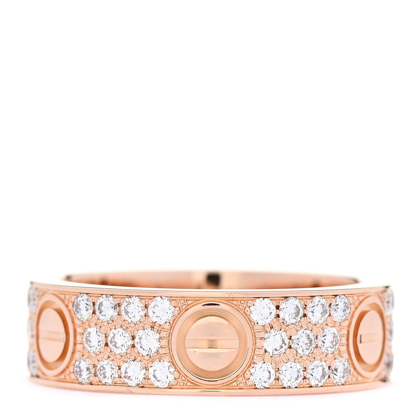 18K Pink Gold Diamond 6.5mm LOVE Paved Ring 60 9.25