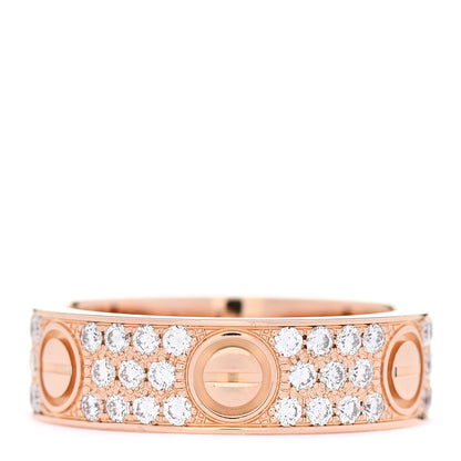 Cartier 18K Pink Gold Diamond 6.5mm LOVE Paved Ring 60 9.25 3 of 5
