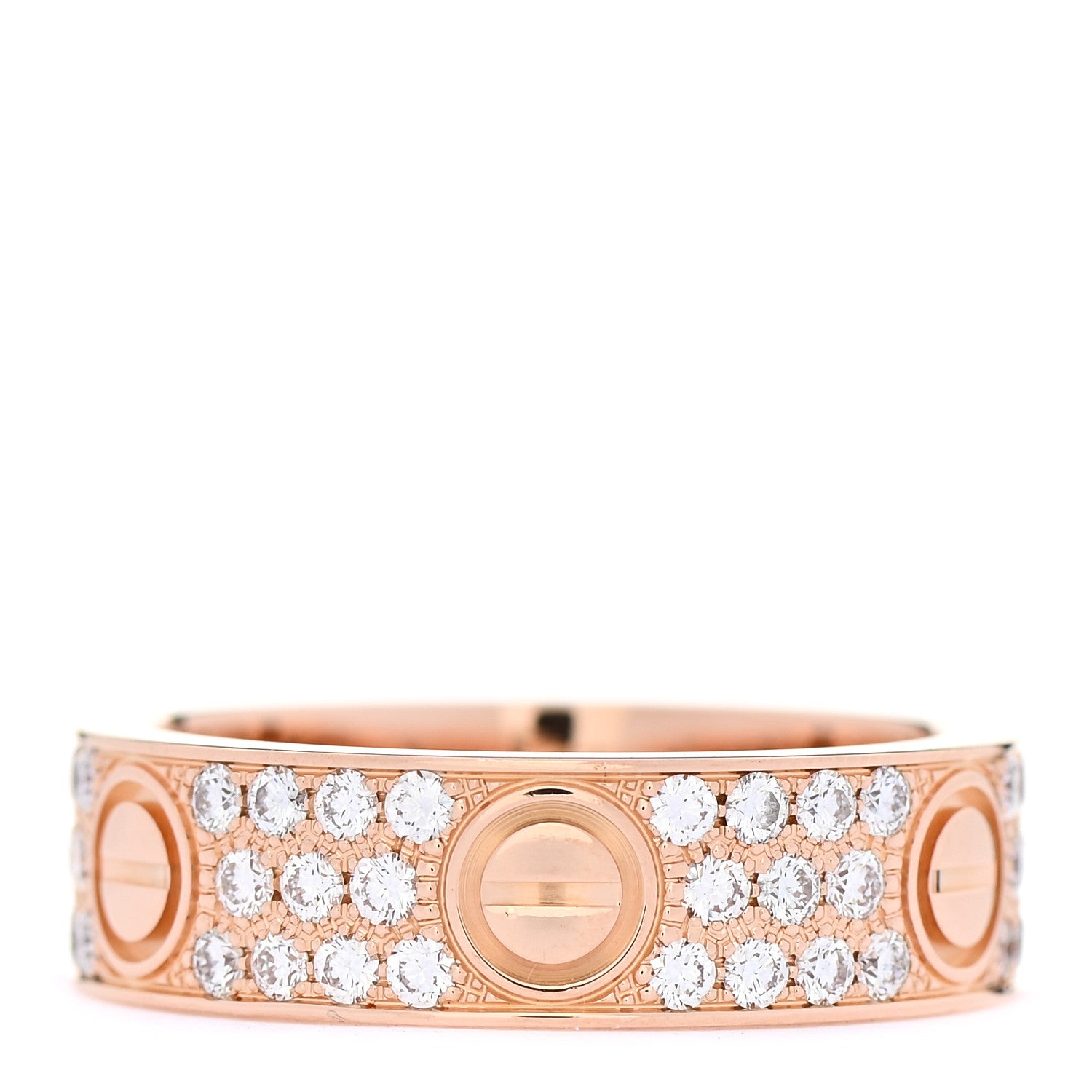 Cartier 18K Pink Gold Diamond 6.5mm LOVE Paved Ring 60 9 3 of 5