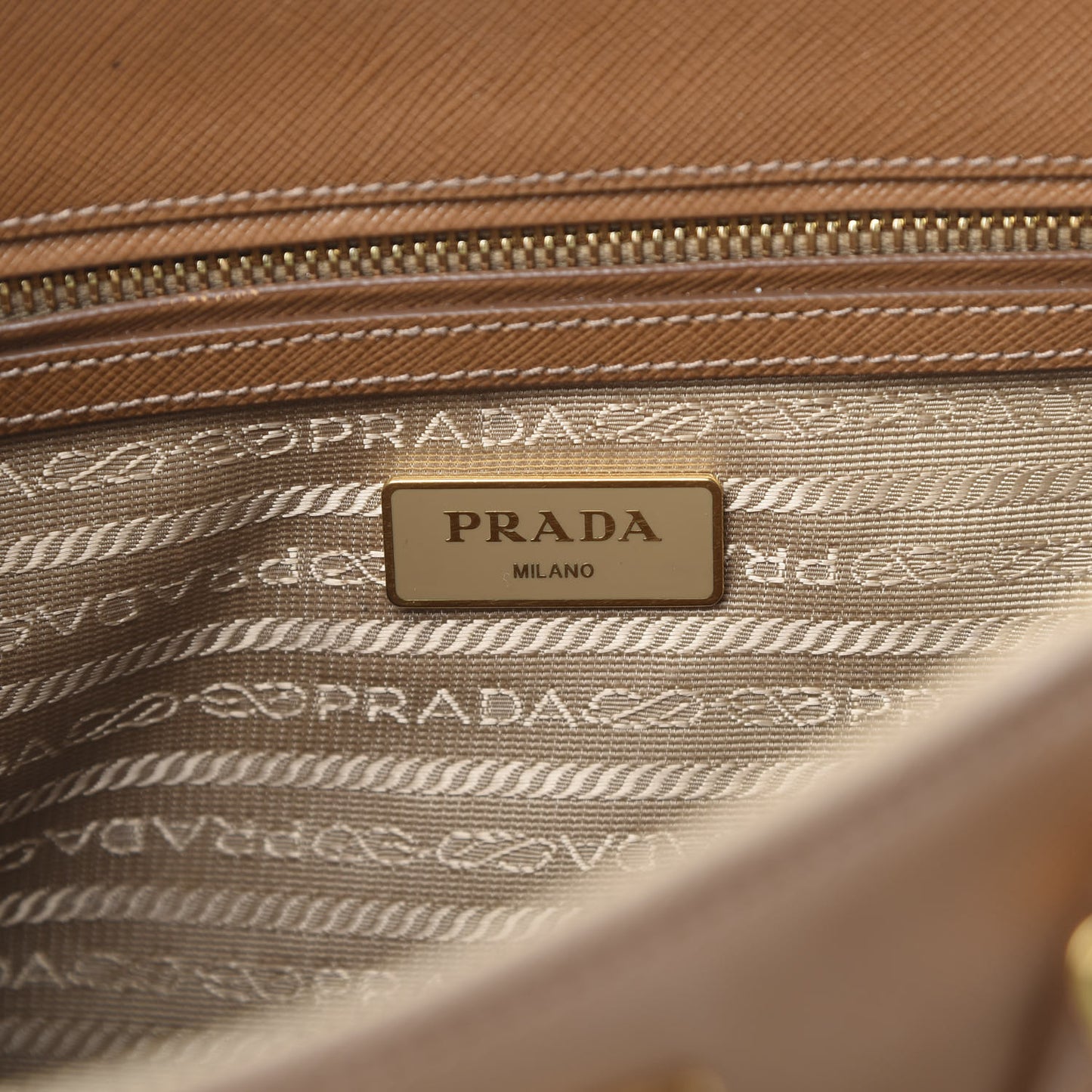 Saffiano Small Galleria Double Zip Tote Caramel