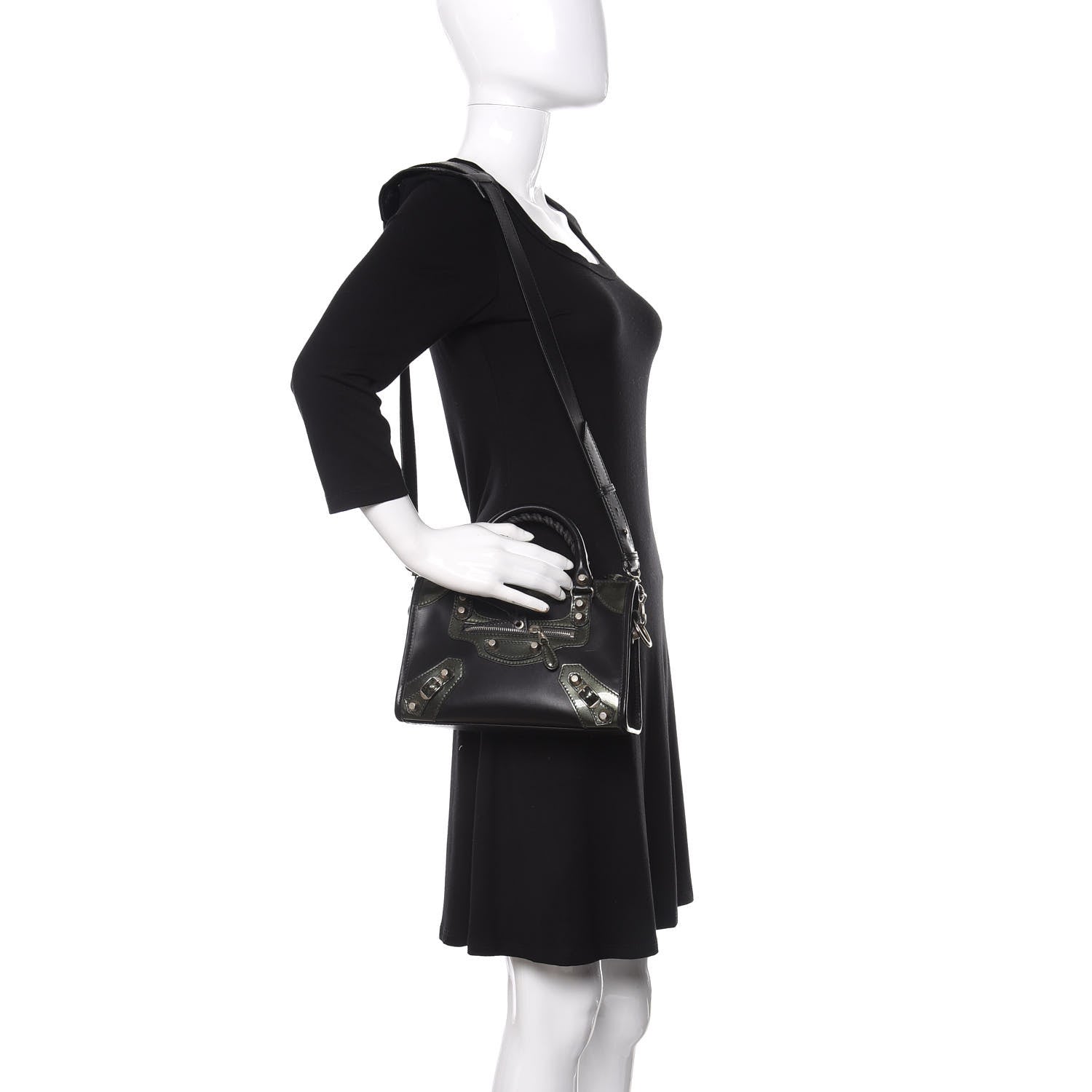 Balenciaga Smooth Calfskin Metallic Patent Giant 12 Silver Hardware Mini City Black Gris 2 of 10