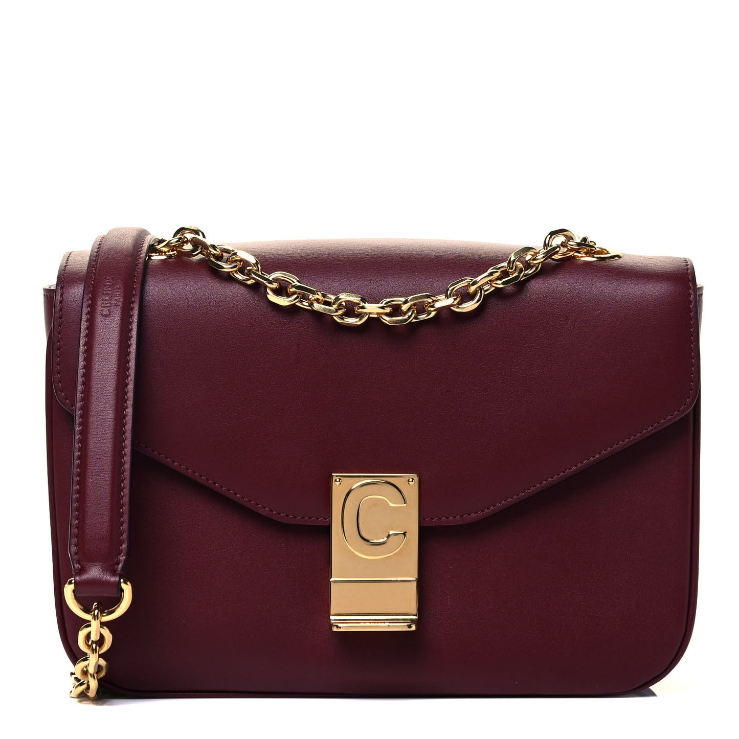Shiny Calfskin Medium C Bag Light Burgundy