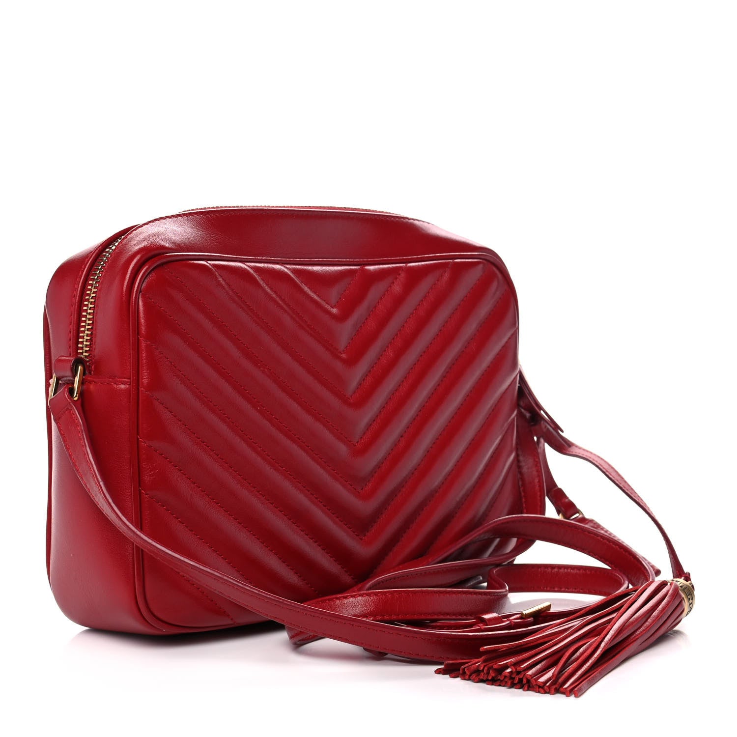 Saint Laurent Calfskin Matelasse Monogram Lou Camera Bag Red 3 of 15