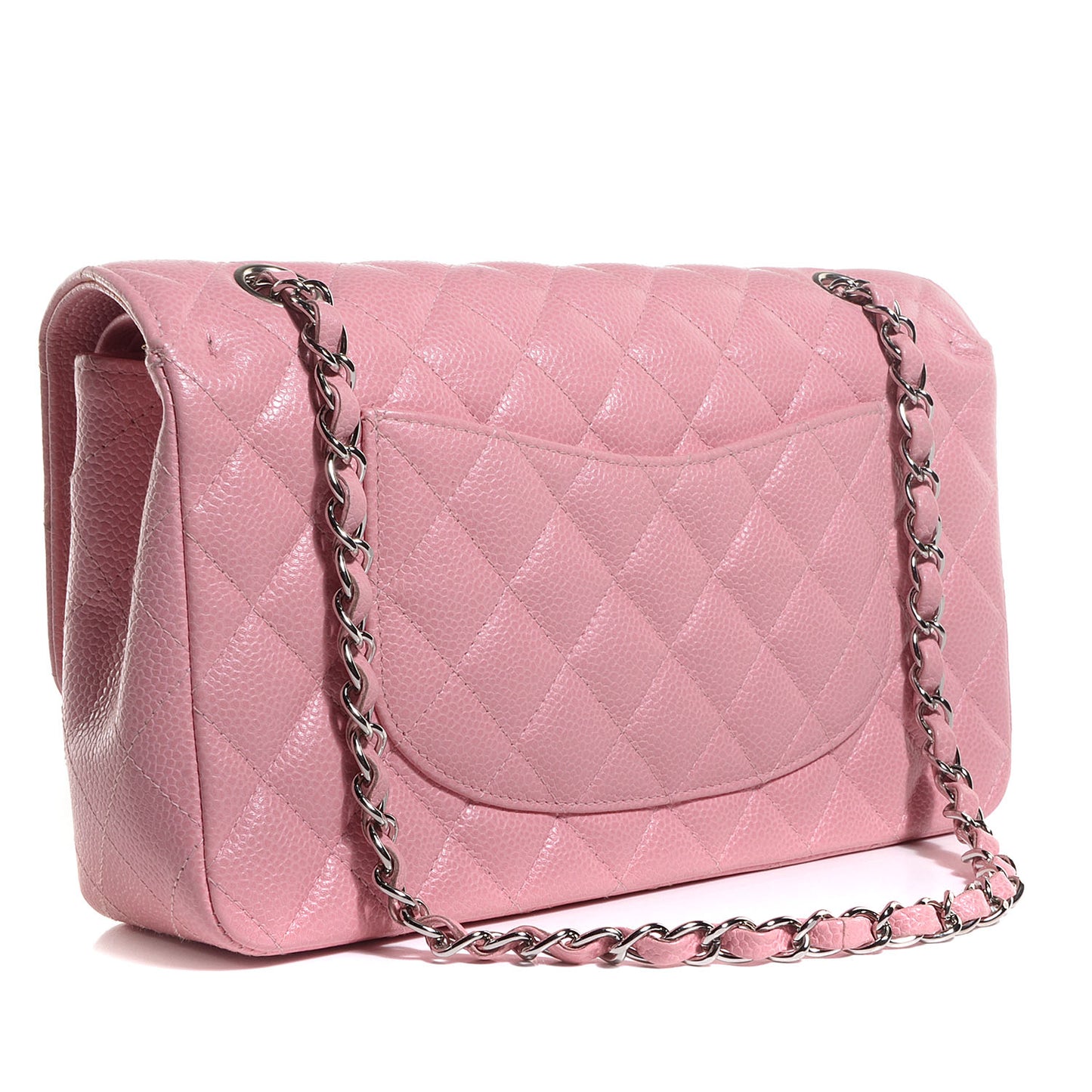 Caviar Quilted Medium Double Flap Pink