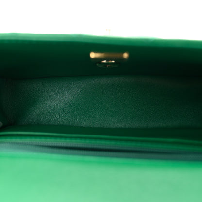 Chanel Lambskin Quilted Mini Top Handle Rectangular Flap Green 5 of 10