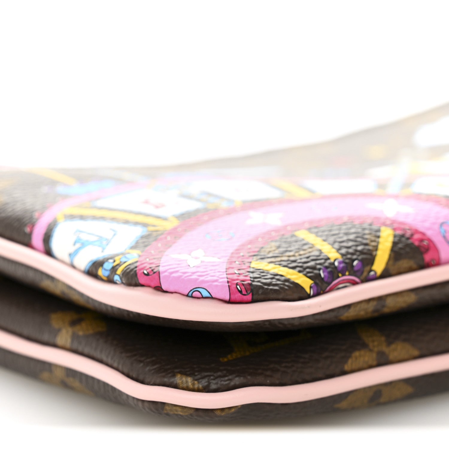 Louis Vuitton Monogram 2020 Christmas Animation Big Wheel Double Zip Pochette Rose Ballerine 10 of 12