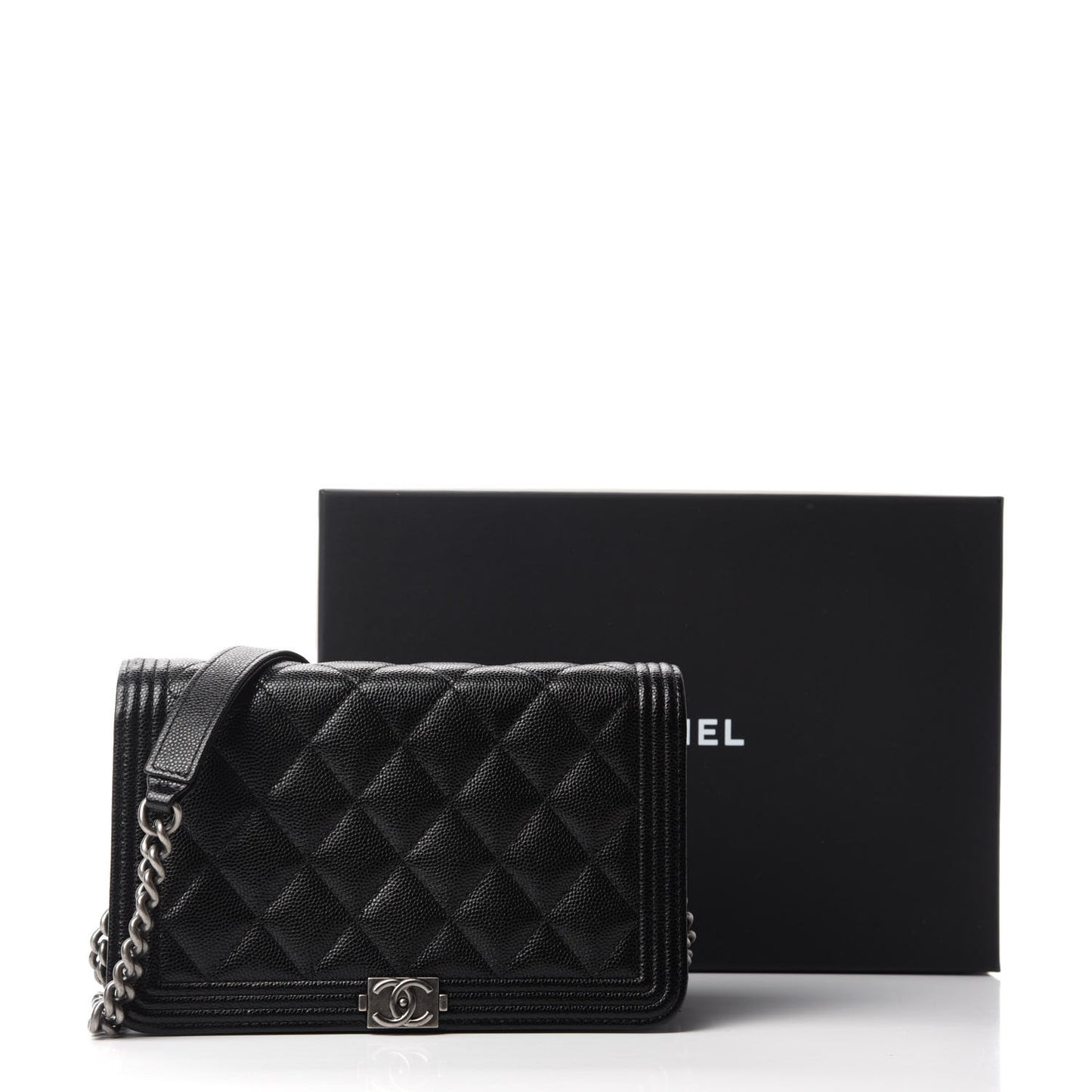 Caviar Quilted Boy Wallet On Chain WOC Black