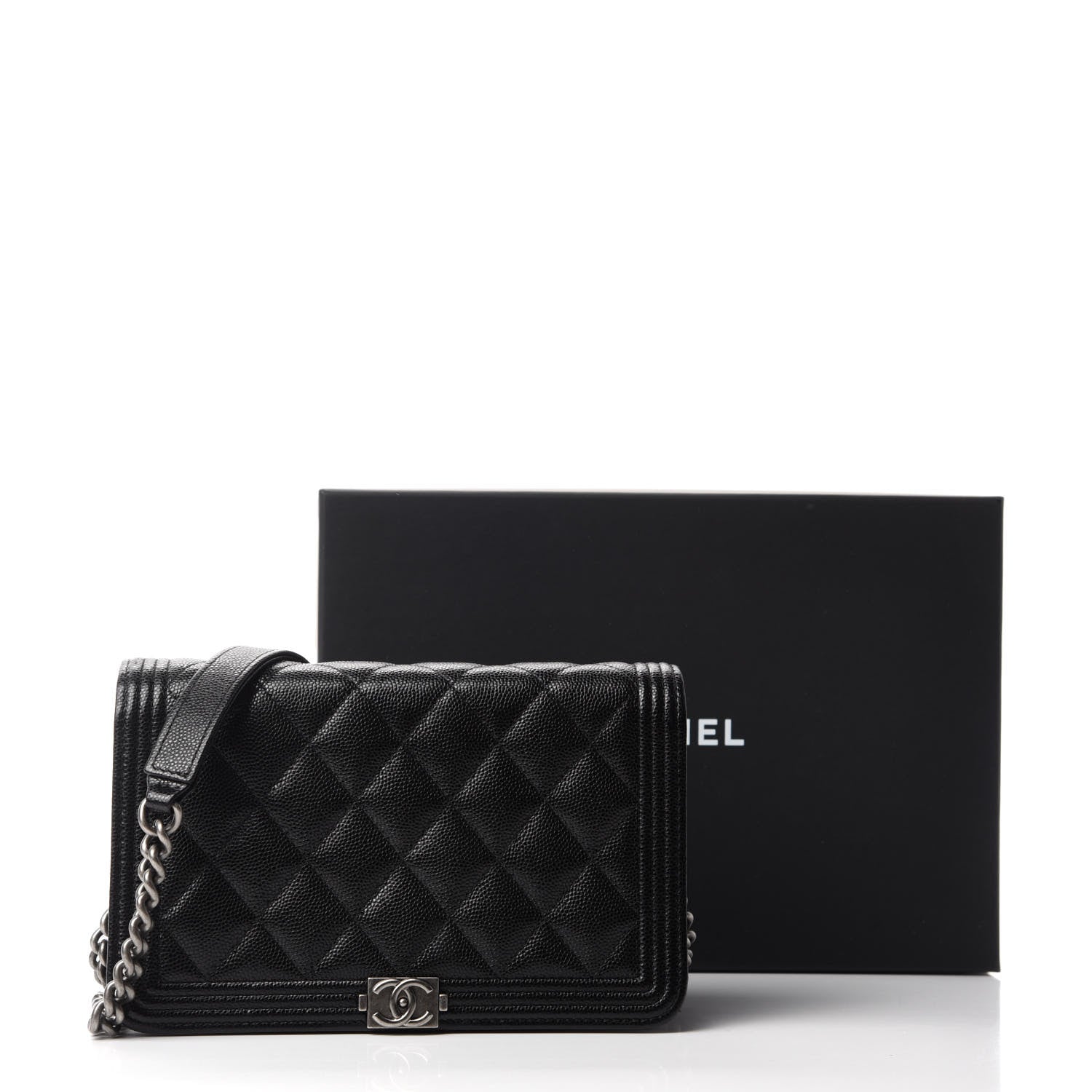 Chanel Caviar Quilted Boy Wallet On Chain WOC Black 13 of 13
