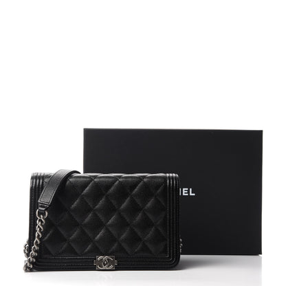 Chanel Caviar Quilted Boy Wallet On Chain WOC Black 13 of 13