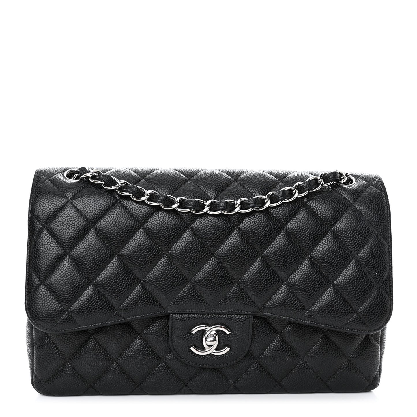 Caviar Quilted Jumbo Double Flap Black