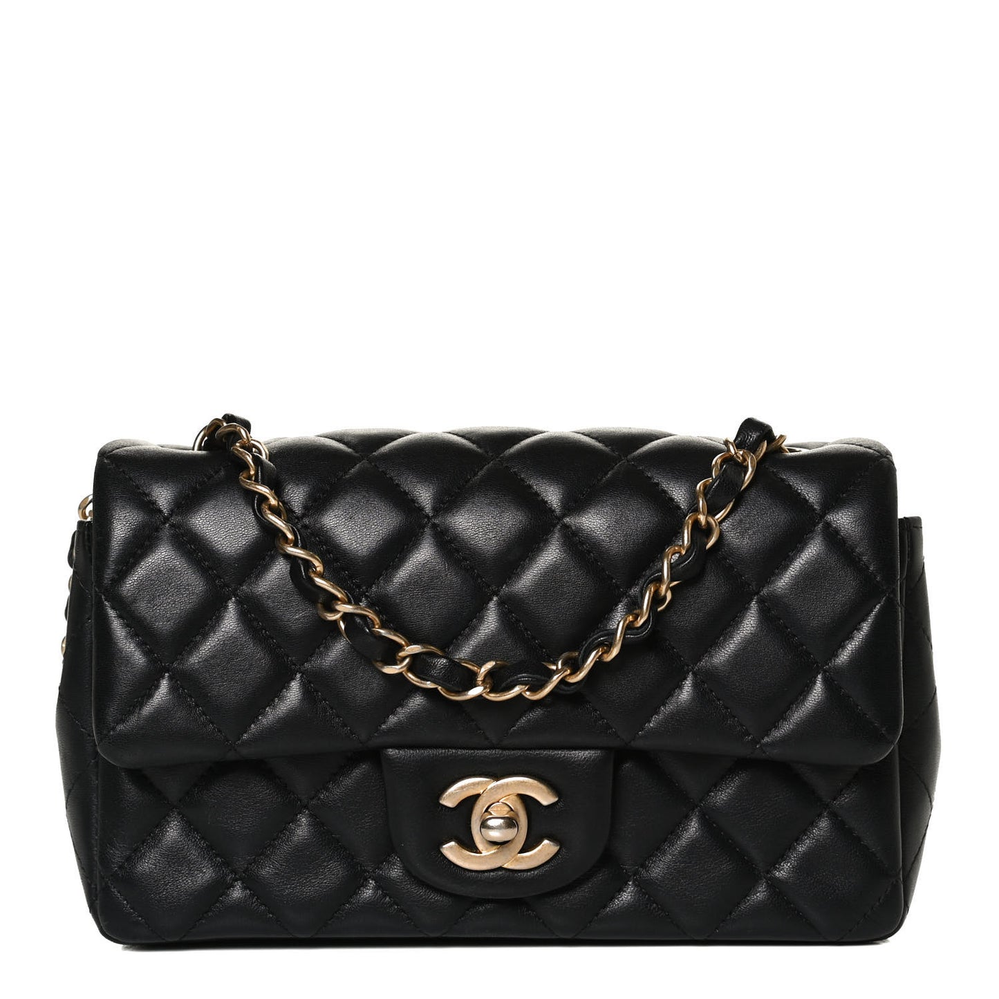 Lambskin Quilted Mini Rectangular Flap Black