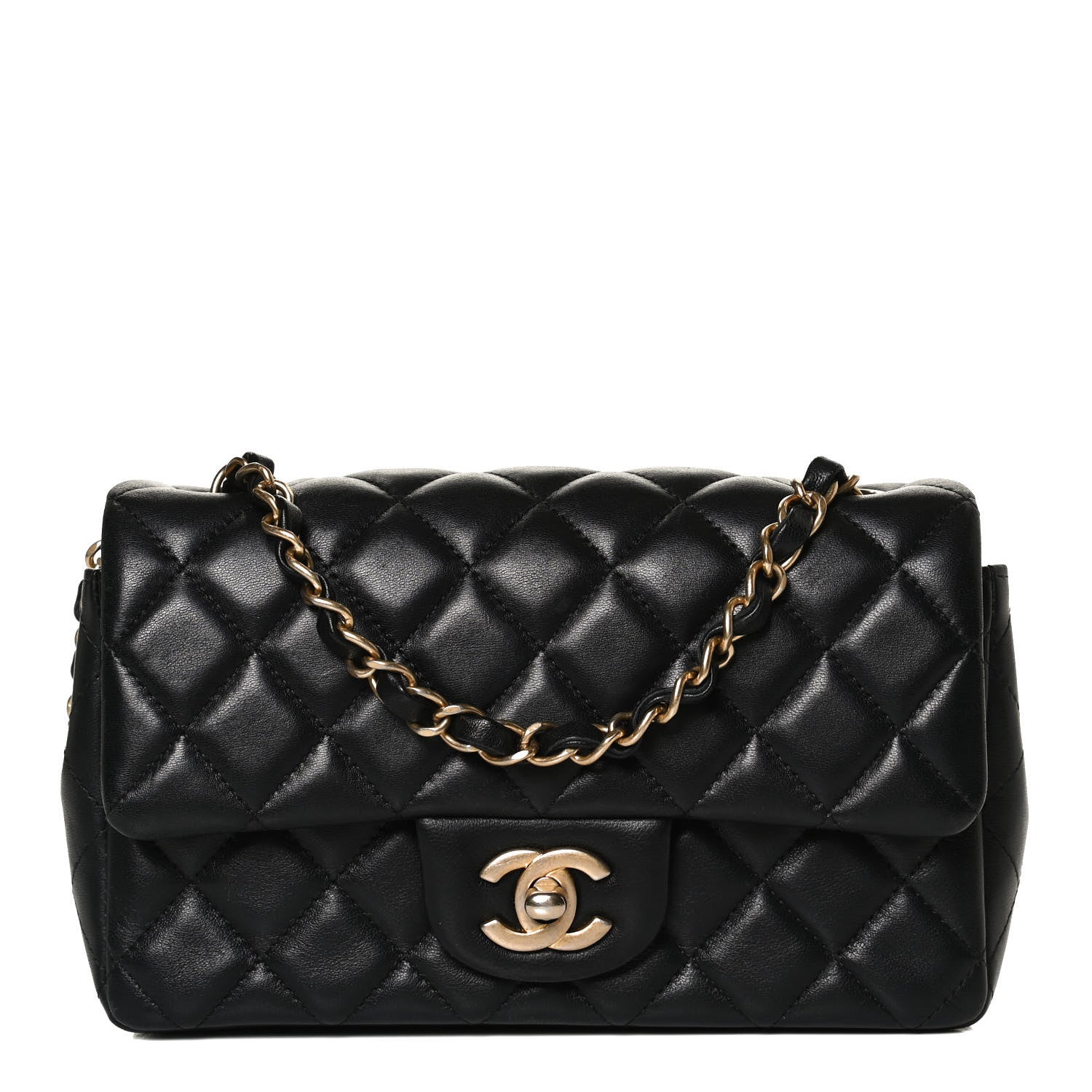Chanel Lambskin Quilted Mini Rectangular Flap Black 1 of 14