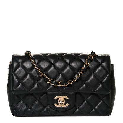 Chanel Lambskin Quilted Mini Rectangular Flap Black 1 of 14