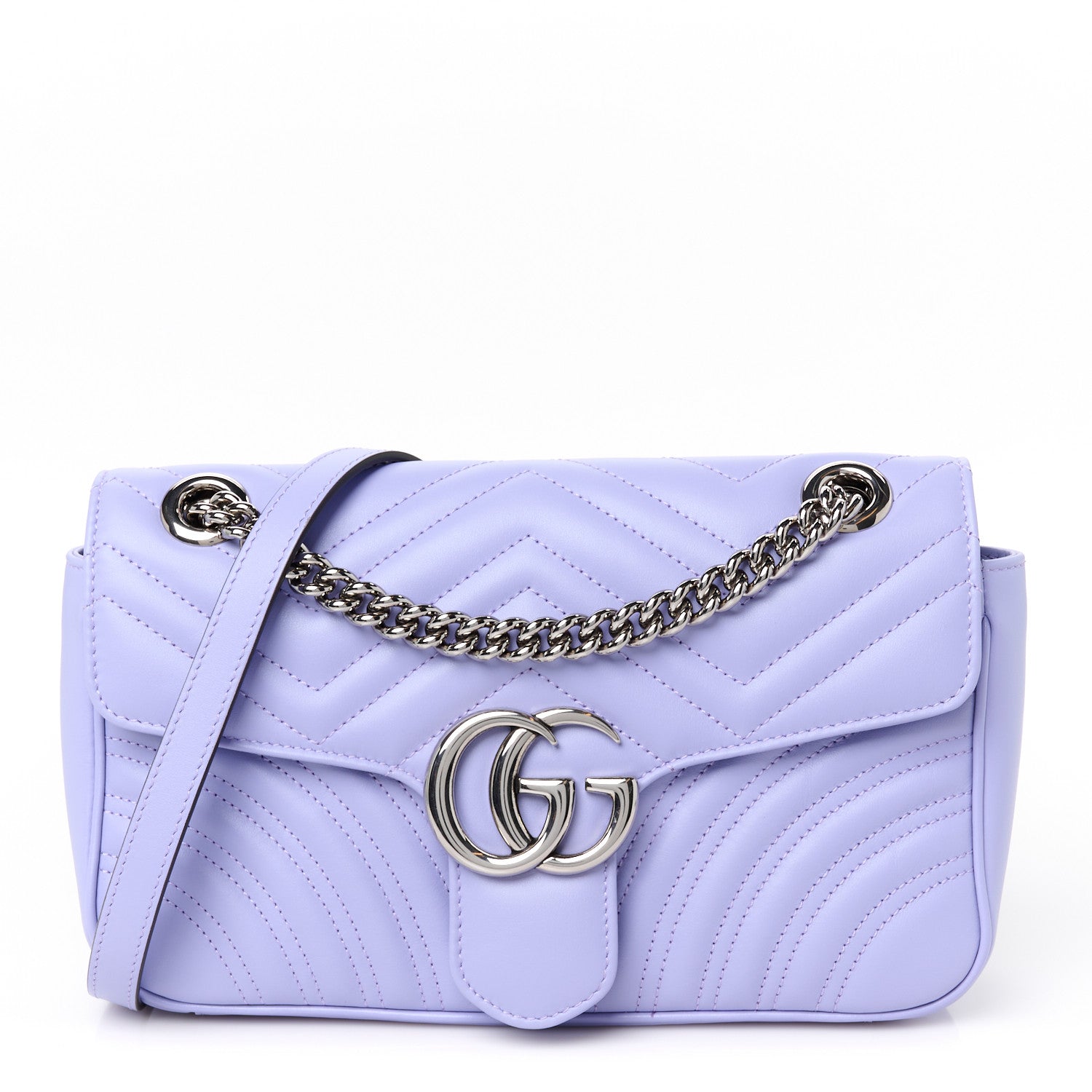 Gucci Calfskin Matelasse Small GG Marmont Shoulder Bag Lapis 1 of 11