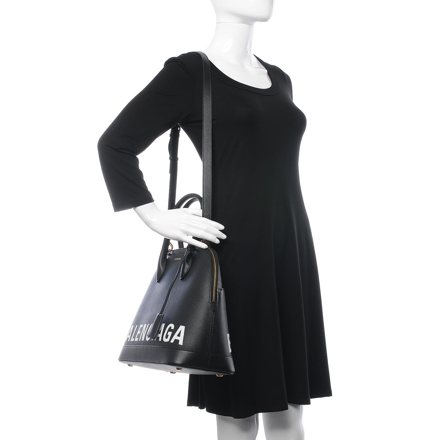 Balenciaga Signature Grained Calfskin Logo M Ville Top Handle Bag Black 2 of 10