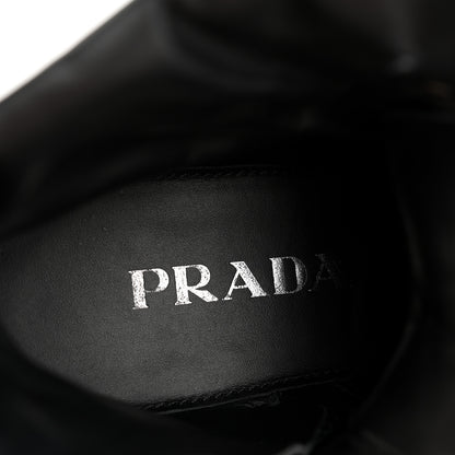 Prada Spazzolato Re-Nylon Metal Triangle Logo Lace Up 55mm Ankle Boots 36 Black 15 of 18