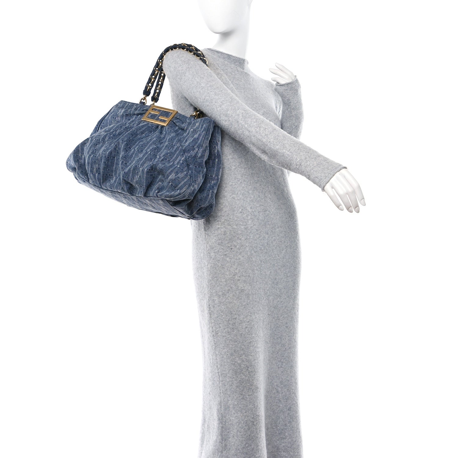 Fendi Denim Zucca Mia Tote Blue 2 of 11