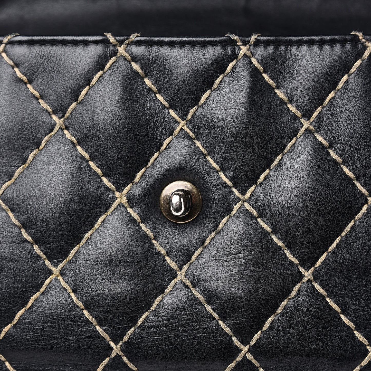 Calfskin Wild Stitch Jumbo Flap Black