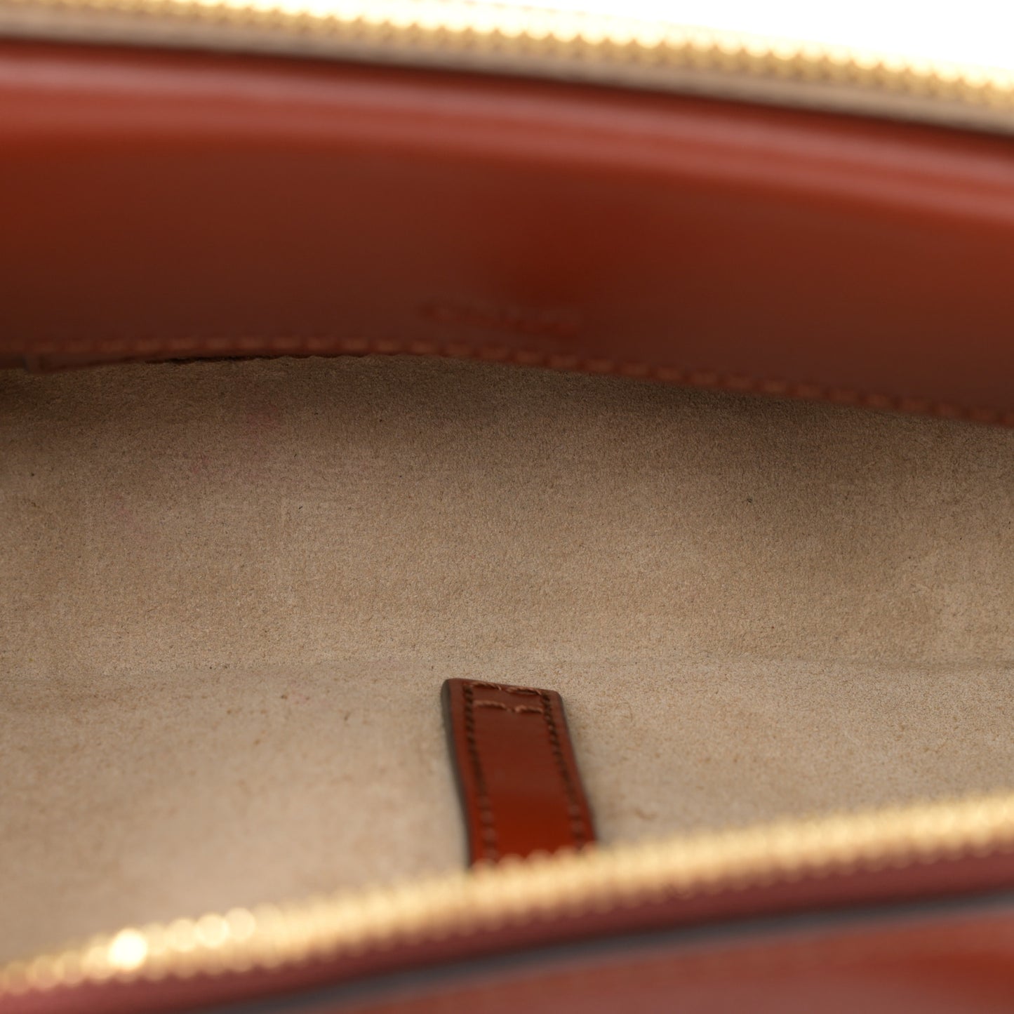 Shiny Calfskin Mini Vanity C Bag Sepia Brown
