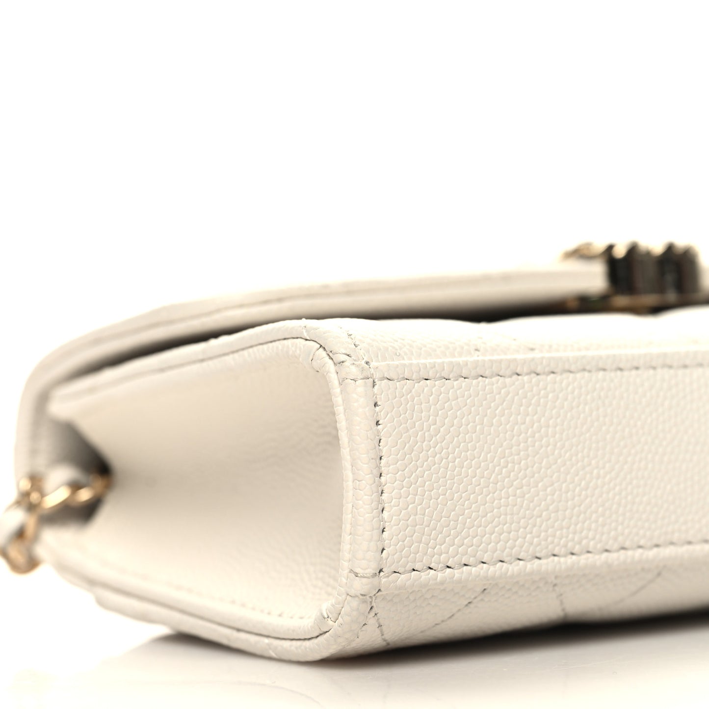 Caviar Quilted Chain Match Top Handle Phone Holder With Chain White