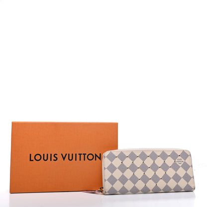 Louis Vuitton Damier Azur Studded Clemence Wallet Rose Ballerine 9 of 9