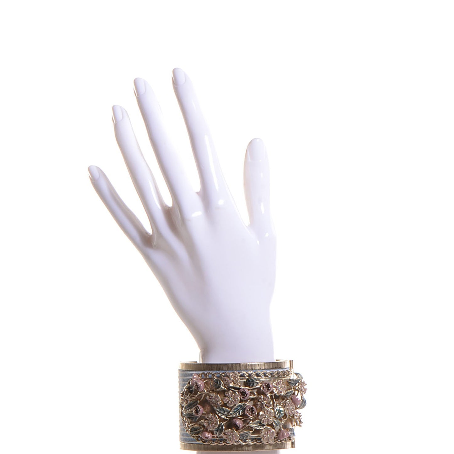 Brass Flower Cuff Light Blue