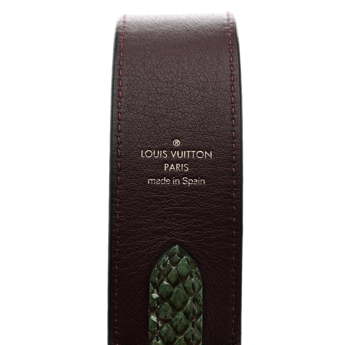 Snakeskin Calf Bandouliere Shoulder Strap Green Burgundy