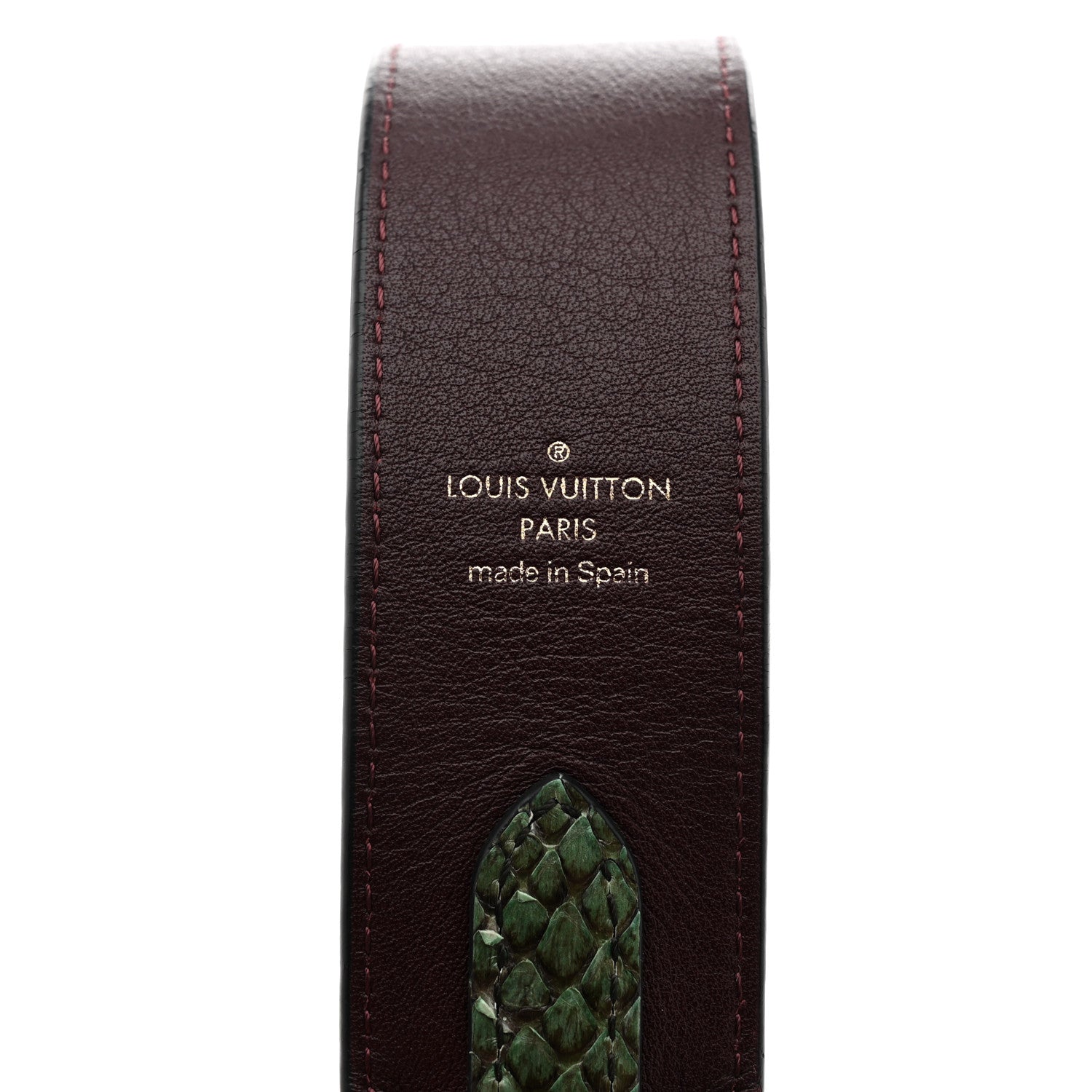 Louis Vuitton Snakeskin Calf Bandouliere Shoulder Strap Green Burgundy 3 of 6