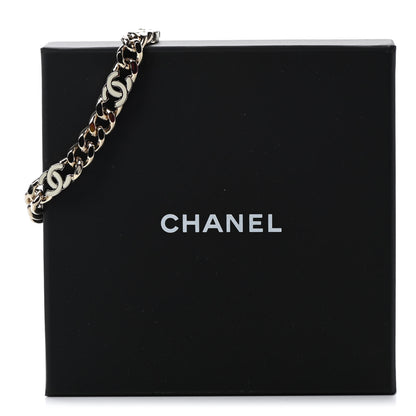 Chanel Enamel Metal CC Chain Bracelet Gold White 5 of 5