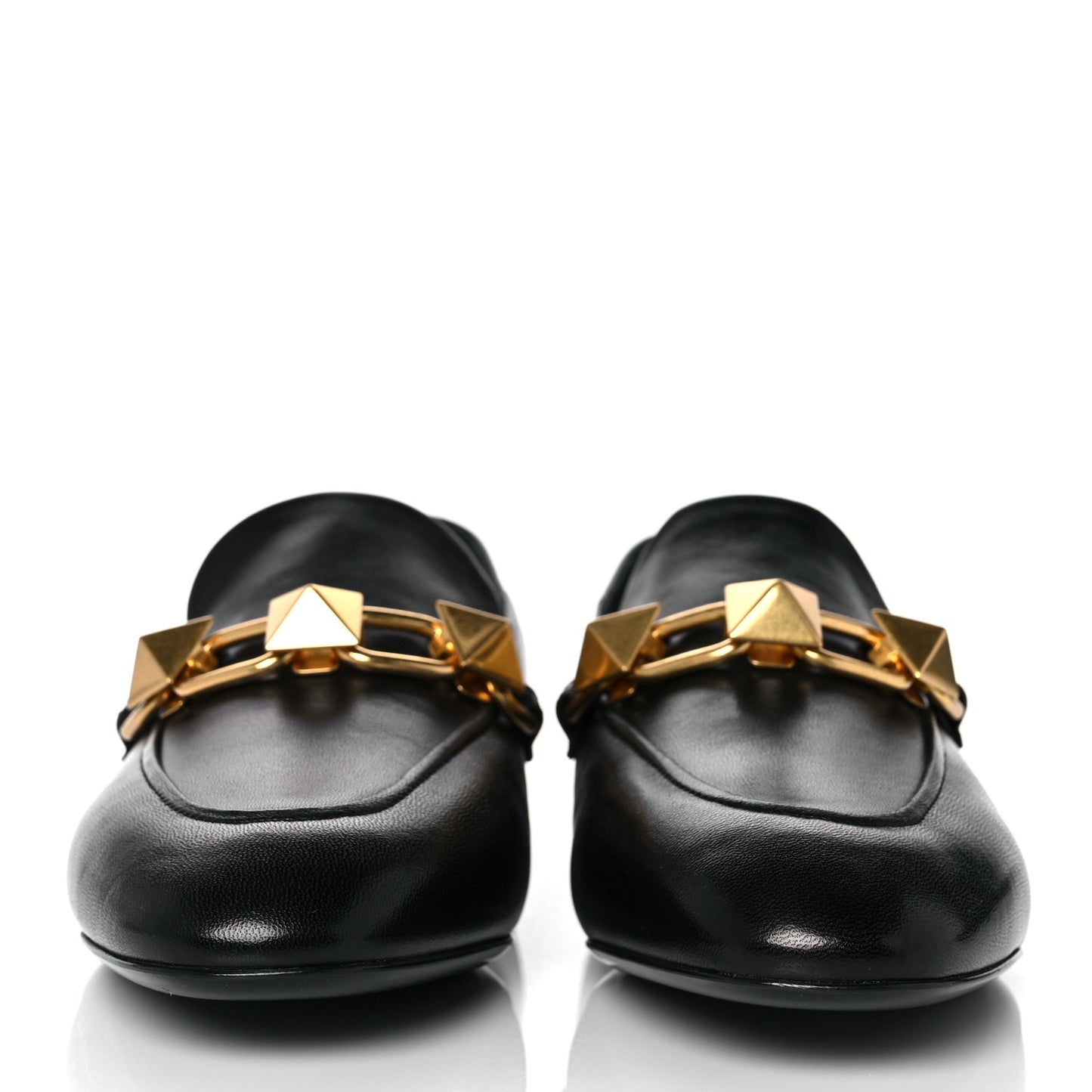 Nappa Stud Sign Loafers 38.5 Black