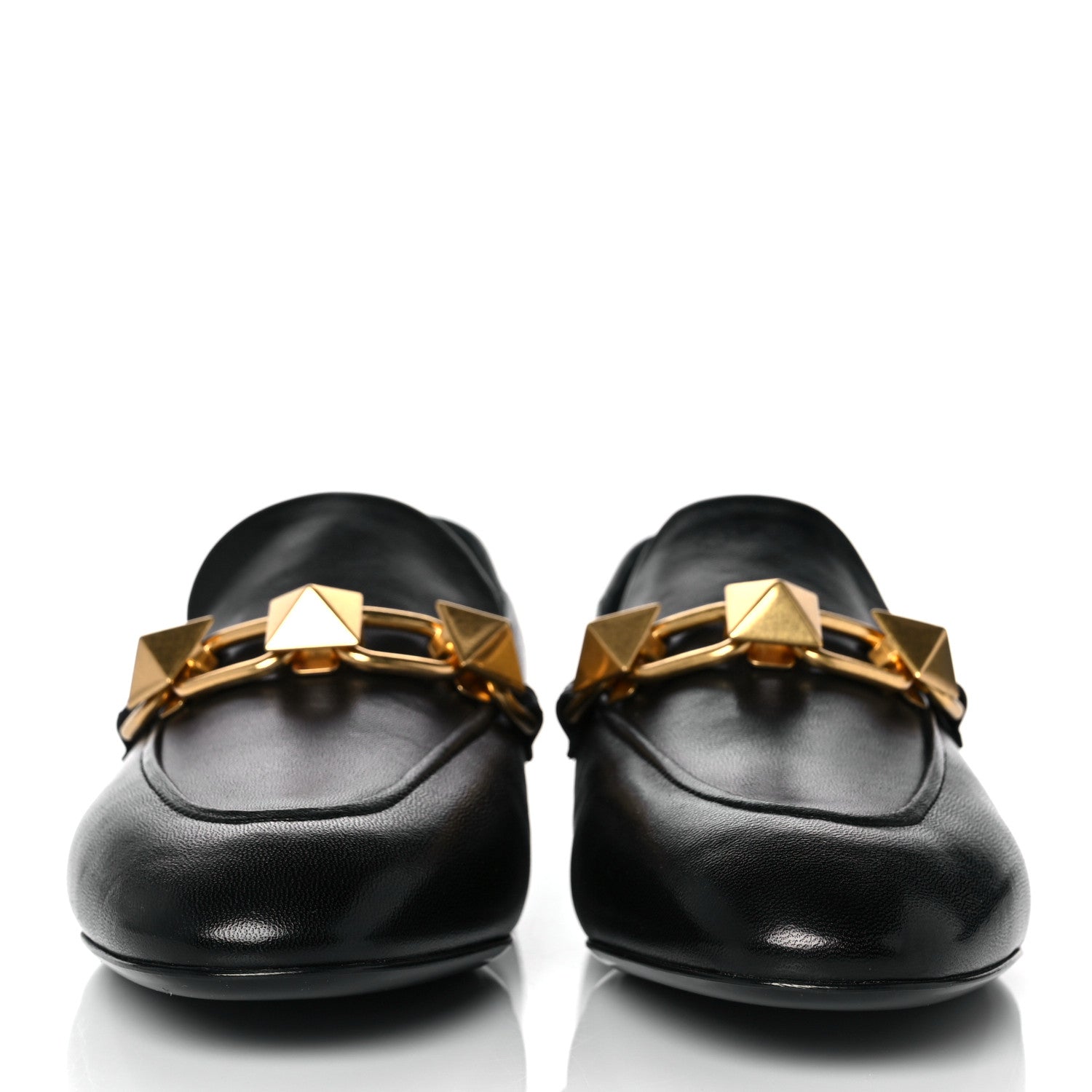 Valentino Garavani Nappa Stud Sign Loafers 38.5 Black 2 of 9
