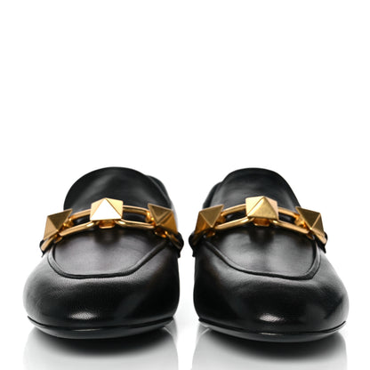 Valentino Garavani Nappa Stud Sign Loafers 38.5 Black 2 of 9