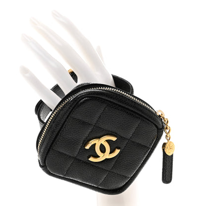 Chanel Caviar Quilted Diamond Arm Coin Purse Black 2 of 7