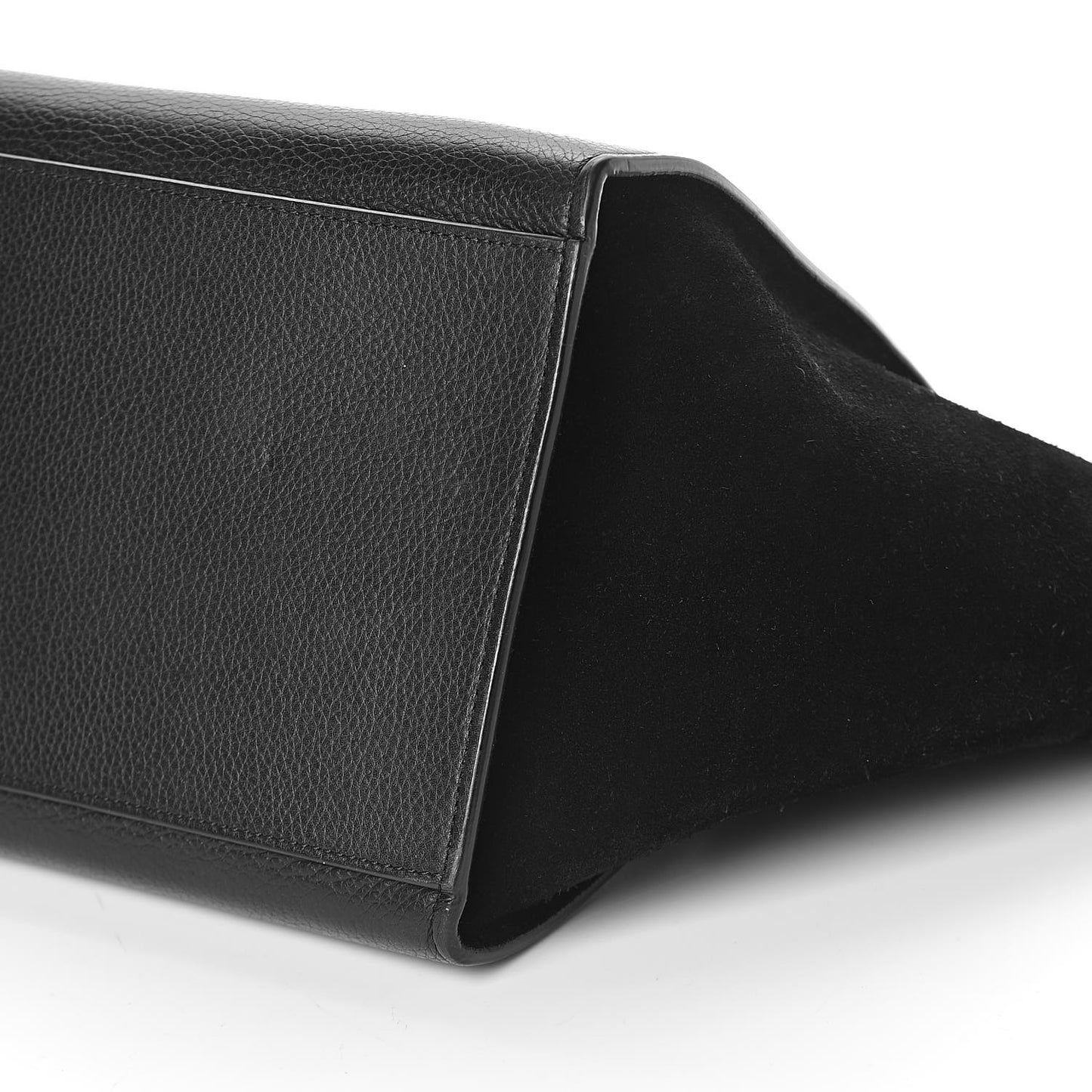 Drummed Calfskin Suede Small Trapeze Black