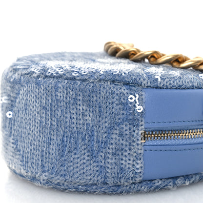 Chanel Sequin Chanel 19 Round Clutch With Chain Light Blue 10 of 10
