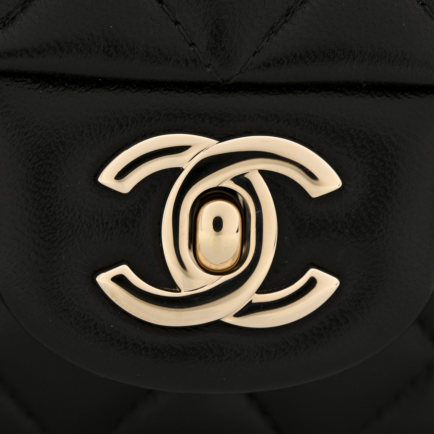 Lambskin Quilted Mini Top Handle Rectangular Flap Black