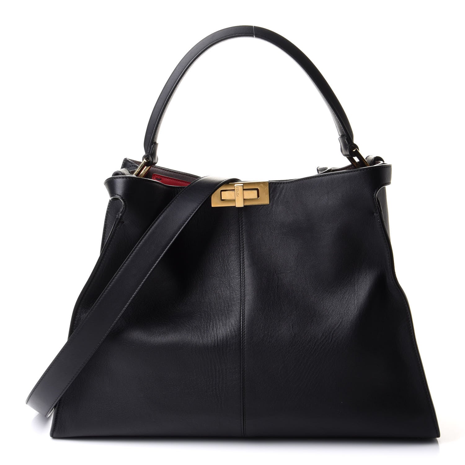 Fendi Vitello Seta Century Large Peekaboo X-Lite Black Fragola 1 of 19