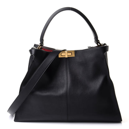 Fendi Vitello Seta Century Large Peekaboo X-Lite Black Fragola 1 of 19